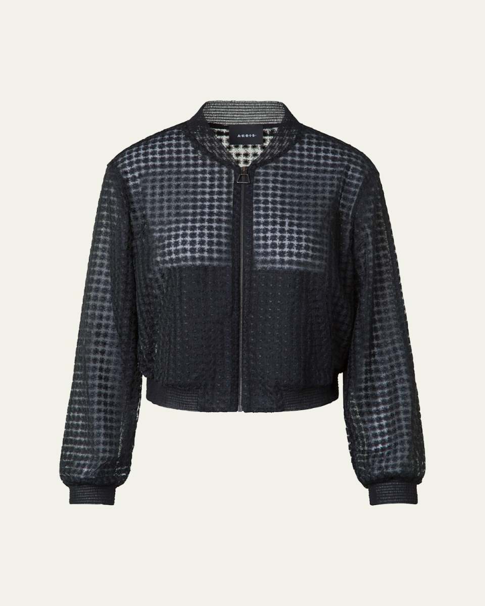 Taide Flower Embroidered Tulle Bomber Jacket